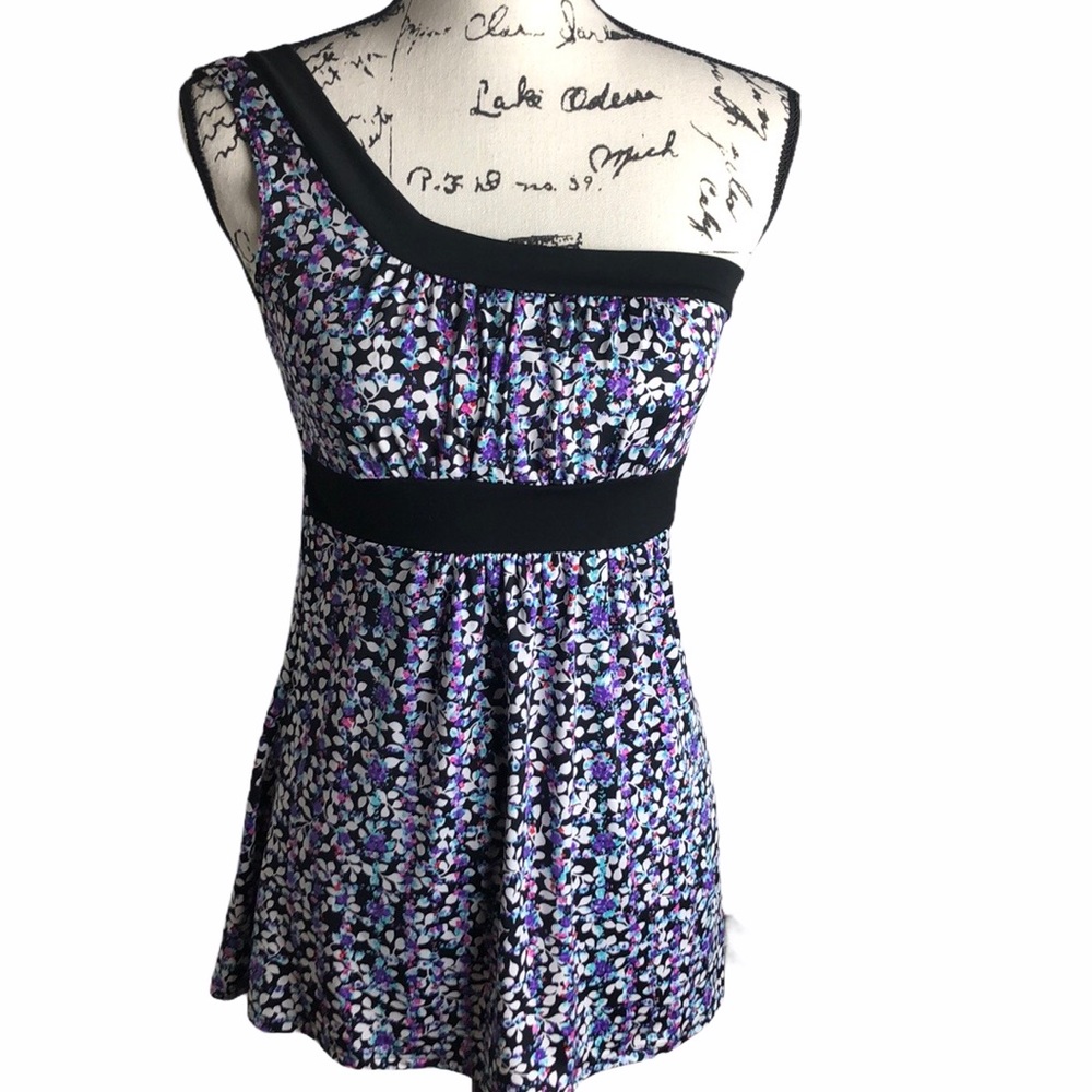 Wet Seal Floral One Shoulder Asymmetrical Blouse Size S